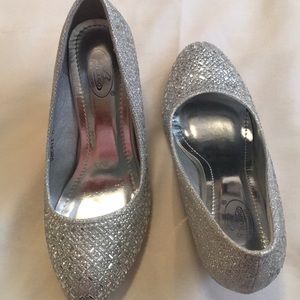 Silver Bling Wedge Evening Shoe